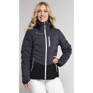 Obermeyer Cosmina Ski Snowboard Jacket 4 Puffer Women's Grey Black Blue ‎ Fitted